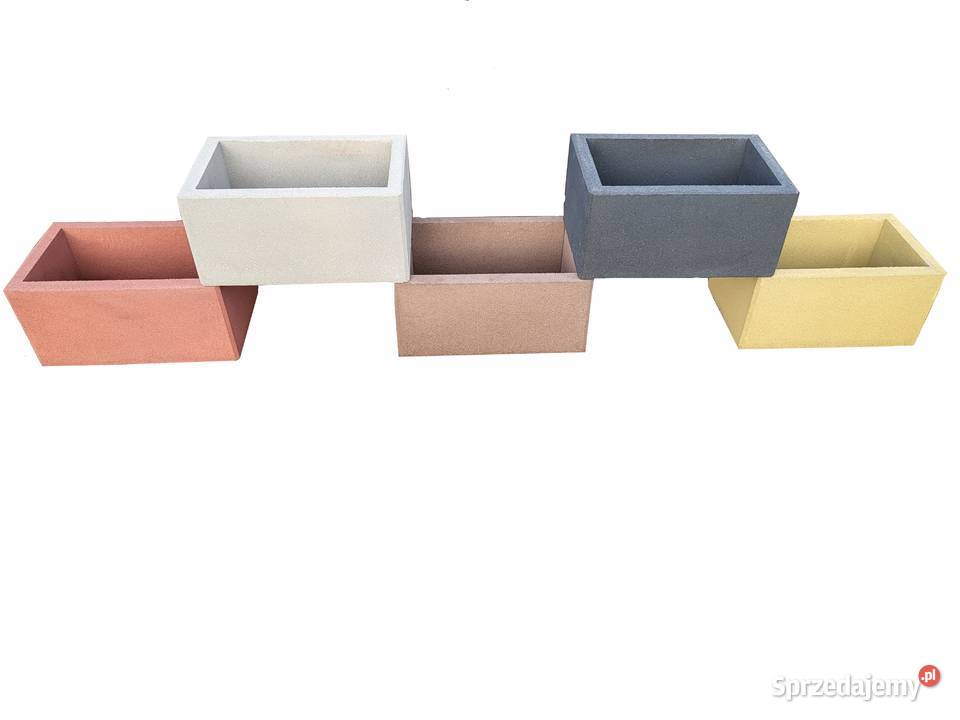 Duże donice betonowe gładkie 60x40x30 gazony Stoczek