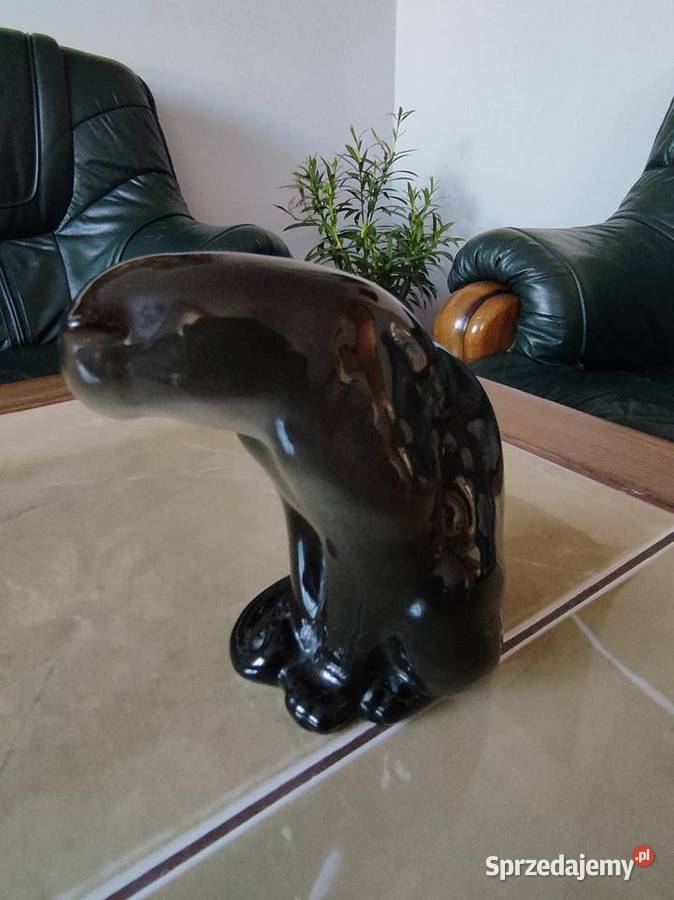 Figurka porcelanowa Czarną pantera LFZ Łomonosow Figurki i rzeźby lubelskie