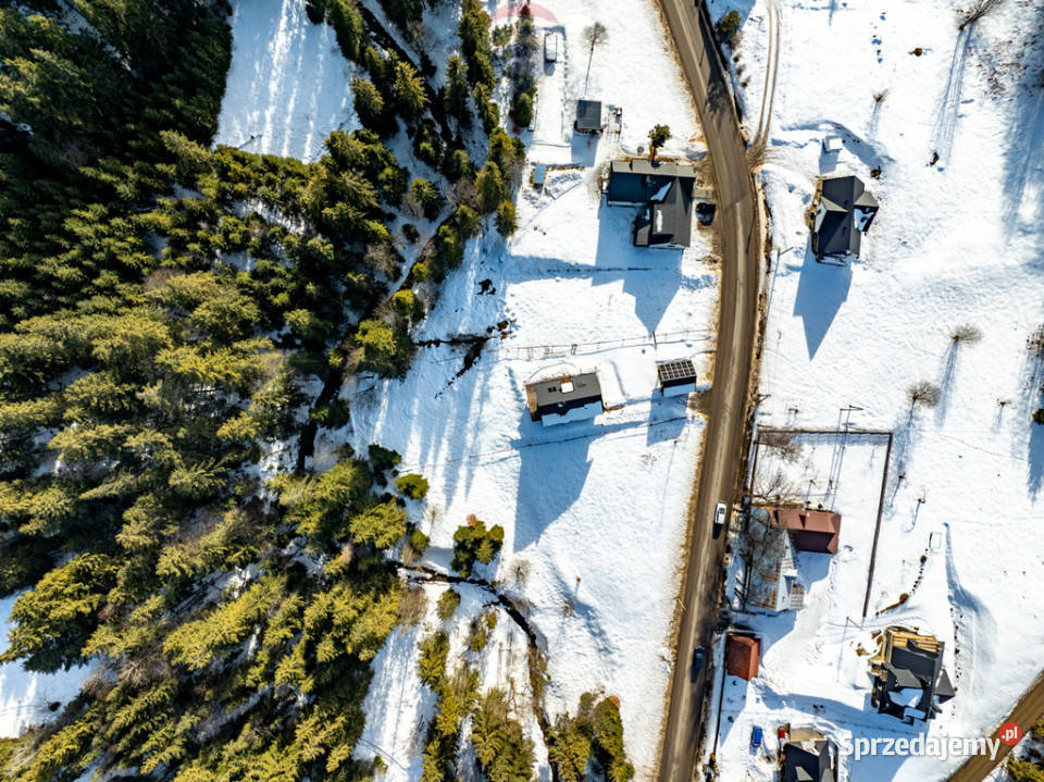 Dom jednorodziny z wiatą w otoczeniu lasu i Leśnica