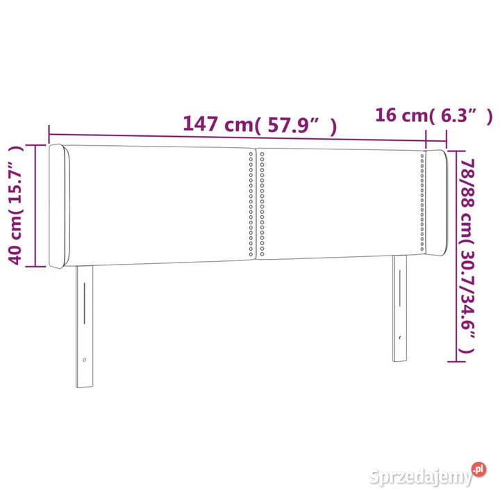 Zagłówek do łóżka z LED ciemnoszary 147x16x7888 Meble Warszawa sprzedam