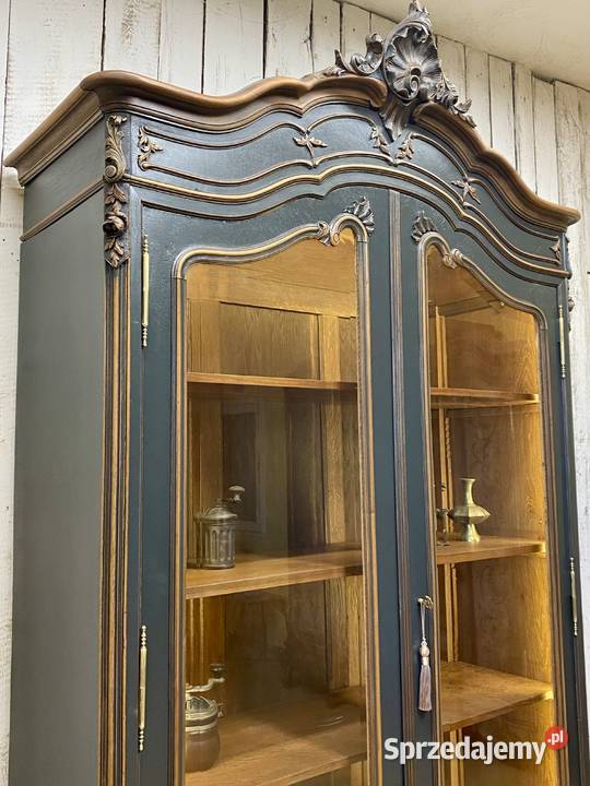 BIBLIOTEKA witryna antracyt Louis XV Francja Kredensy i witryny Poznań