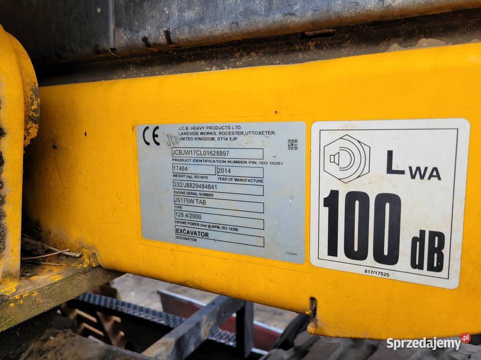 Syndyk sprzeda KOPARKA KOŁOWA JCB JS175W P101 Rok produkcji 2014 Koparki