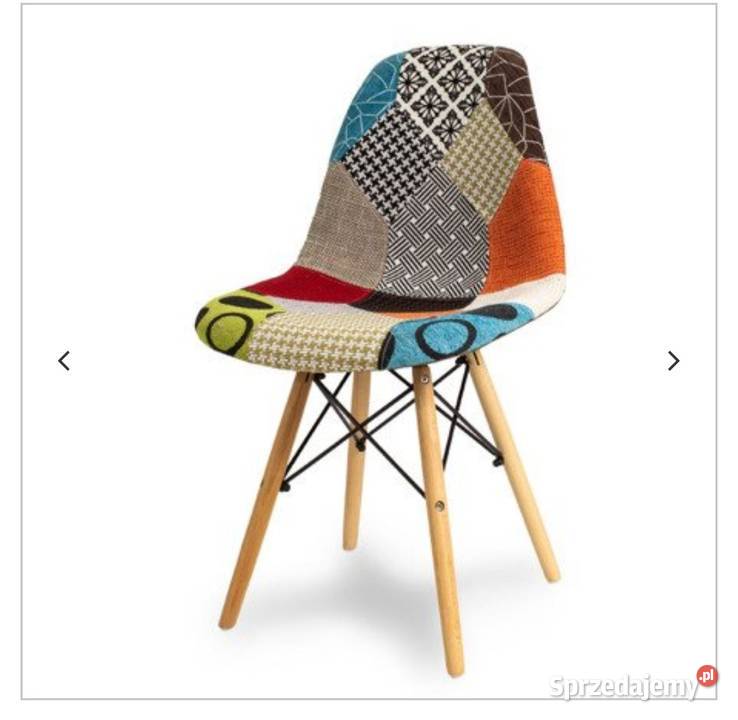 Krzesło tapicerowane patchwork kolorowe design Promocja