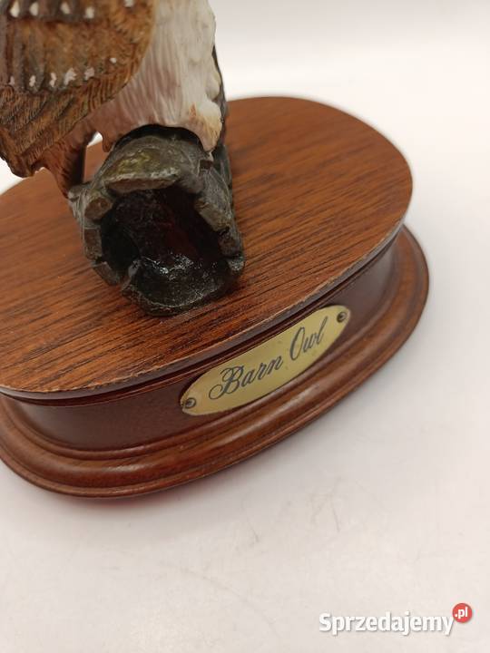 Figurka sowa na drewnianej podstawce ozdoba lubelskie