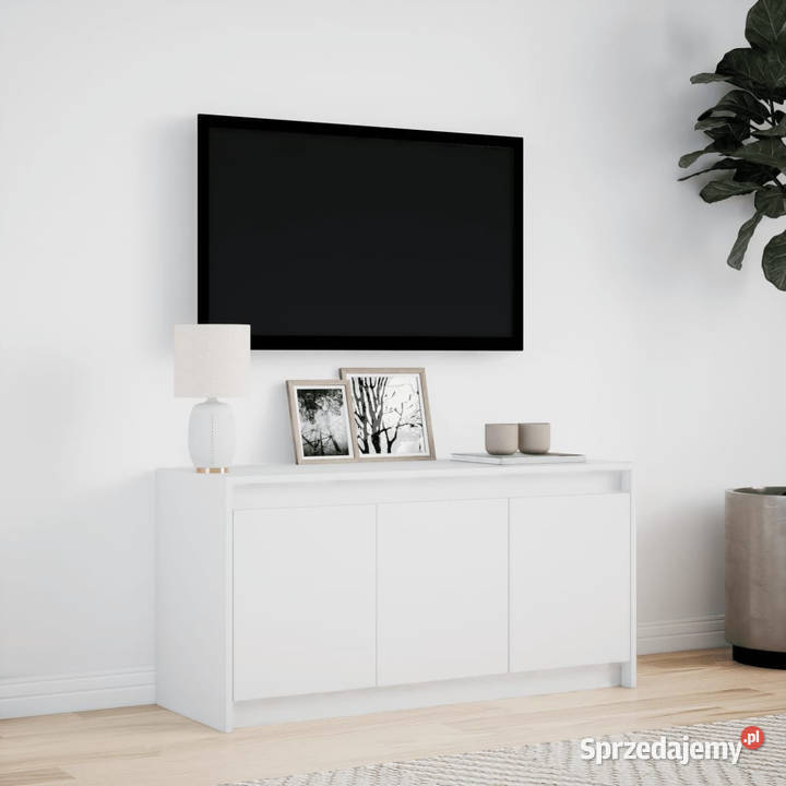 Szafka TV z LED biała 100x34x50 materiał Warszawa