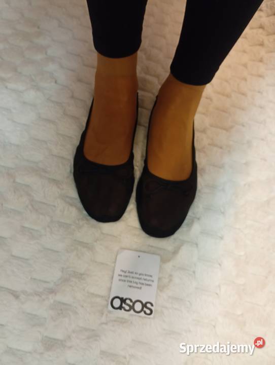 40 ASOS Design Czarne siateczkowe baleriny z tkanina małopolskie Kraków