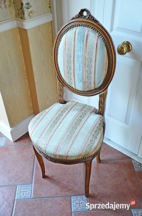 krzesło stylowe ludwik brązowe drewniane