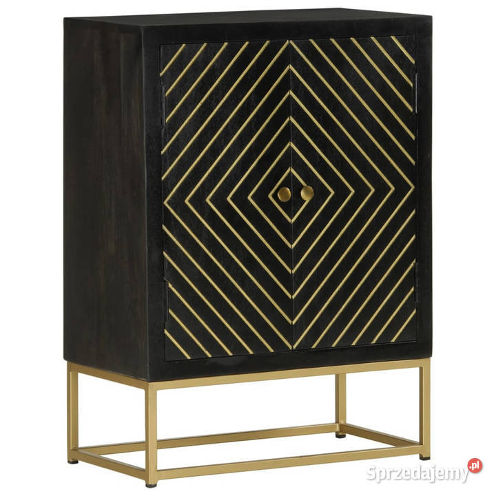 Szafka z 2 drzwiczek czarnozłota 55x30x75 drewno Warszawa