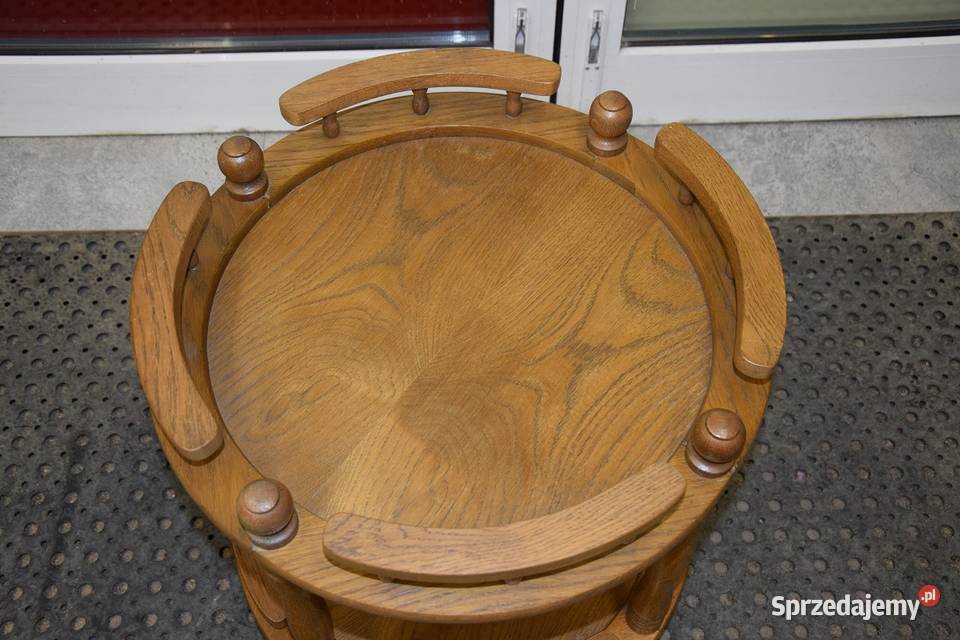 barek stolik dębowy na kółkach super stan