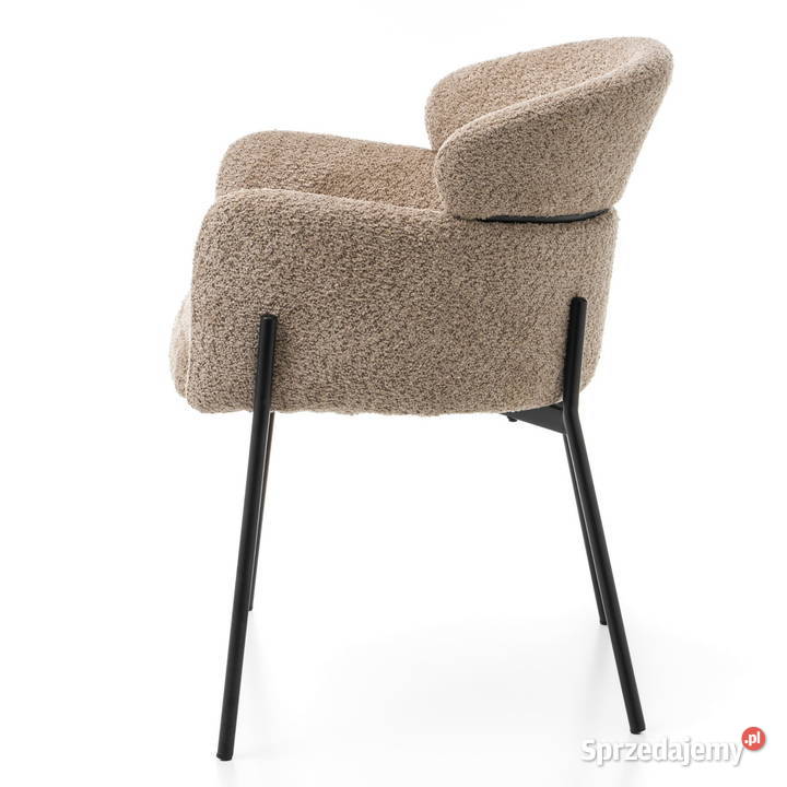 Krzesło Tapicerowane Bolzano Boucle Ciemnobeżowe Krzesła