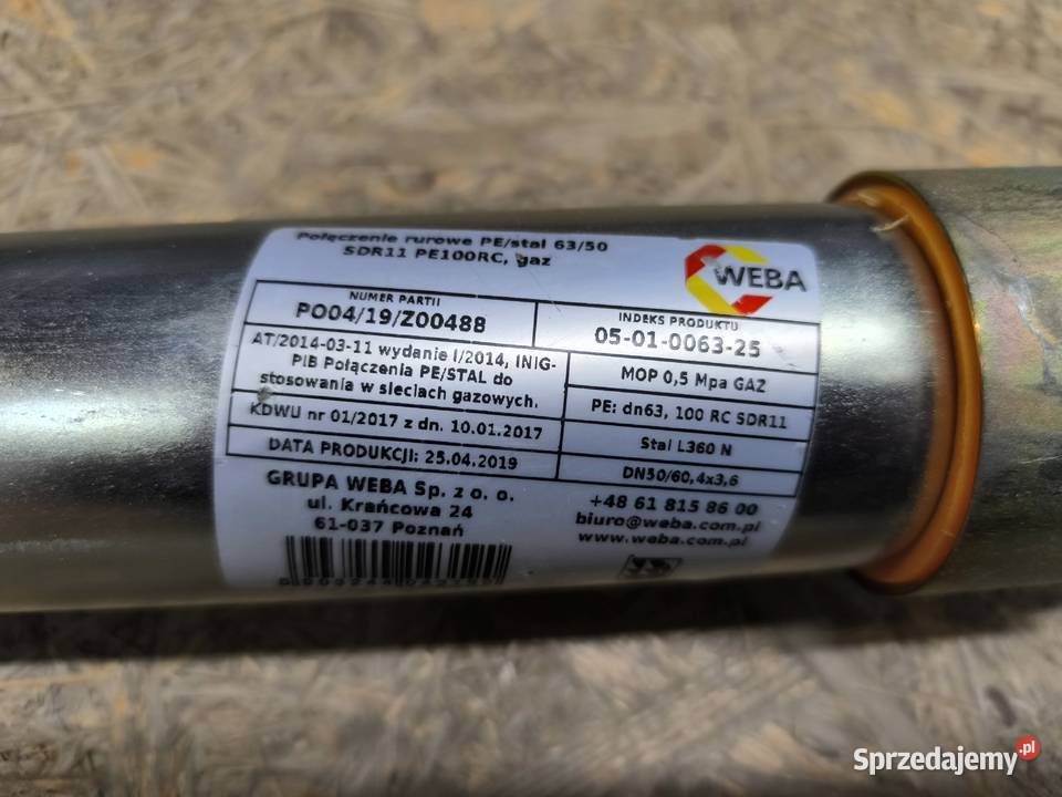Połączenie rurowe PEstal 6350 PE100 SDR11 Wrocław