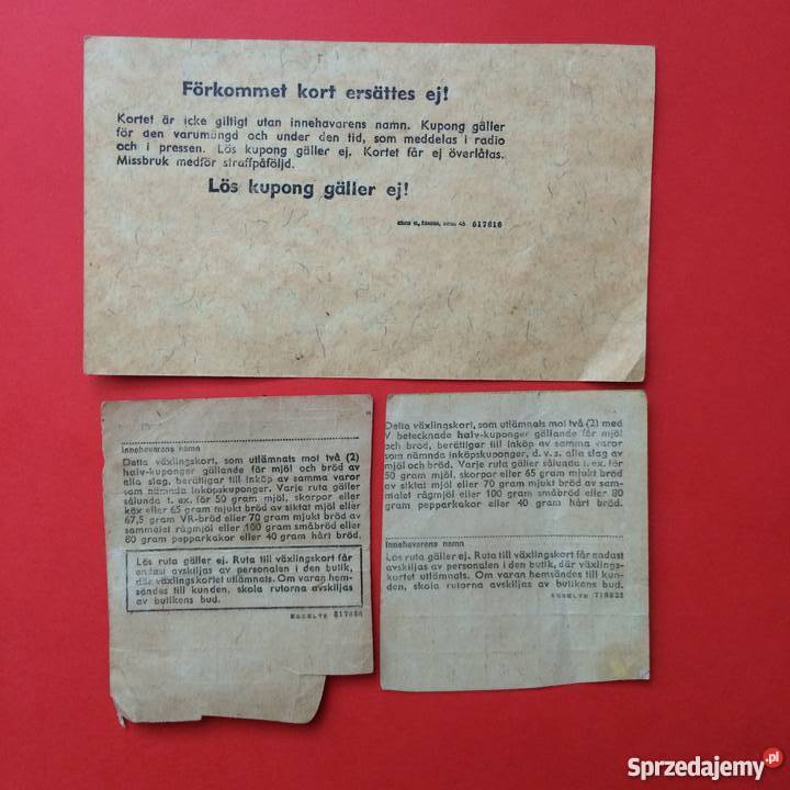 185 Szwedzkie Kartki Żywnościowe Szczecin