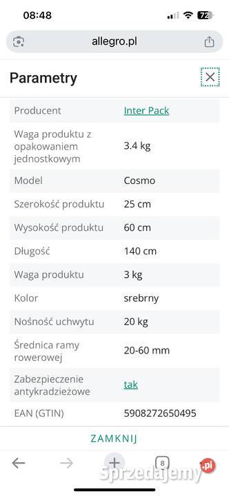 Bagażnik rowerowy na dach Interpack Cosmo
