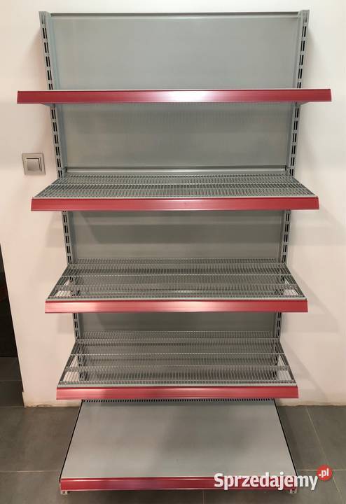 Regał sklepowy metalowy przyścienny siatkowy