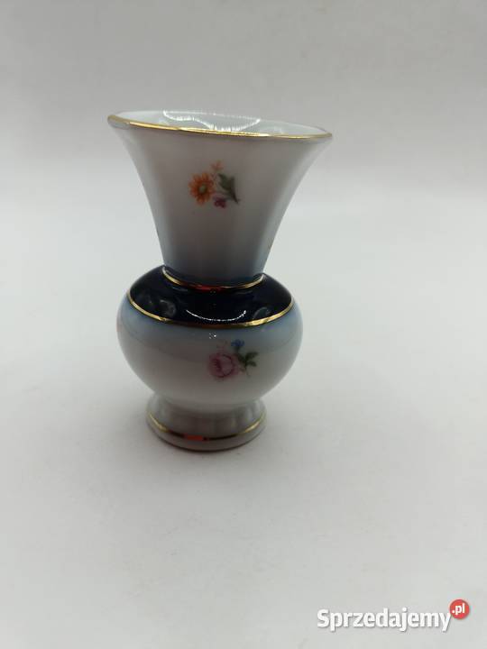 Wazon miniaturowy kobalt i złocenia Zamość