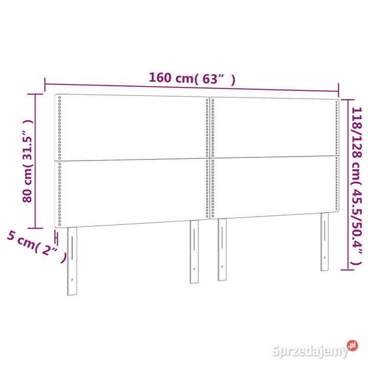 Zagłówek do łóżka z LED ciemnoszary 160x5x118128 Ramy i stelaże