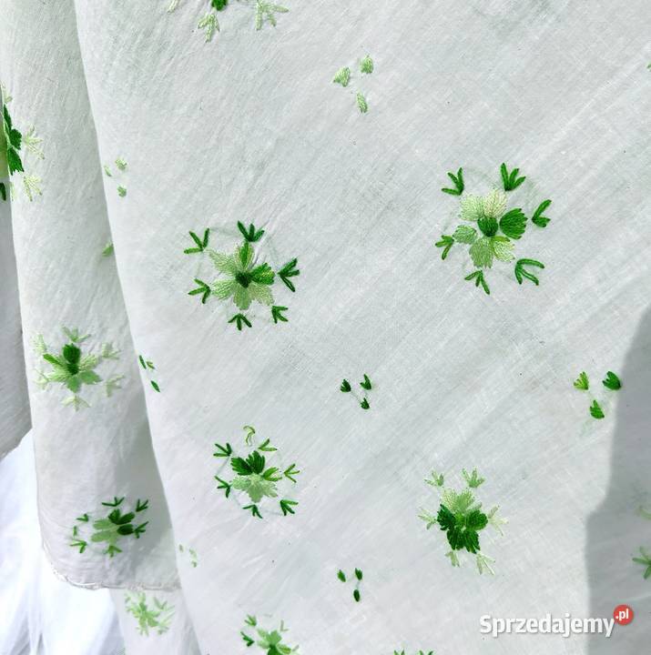 Duża chusta szal dupatta haftowana biała bawełna zachodniopomorskie Szczecin
