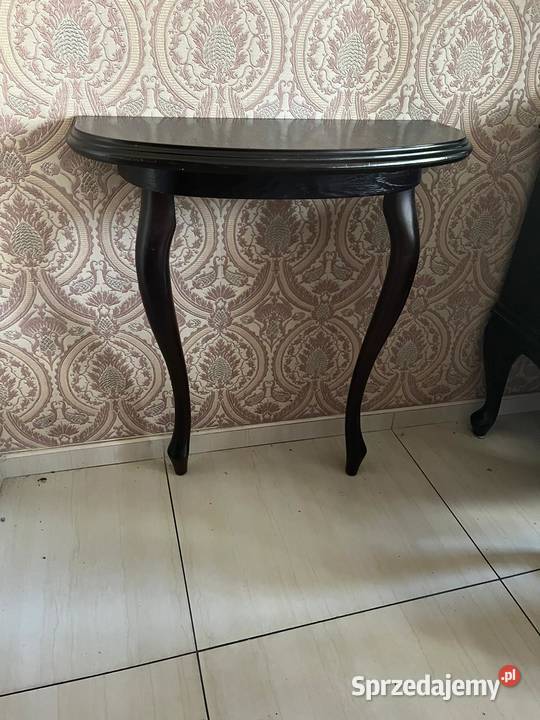 Półokrągła drewniana konsola stolik 2 nogi Pszczyna