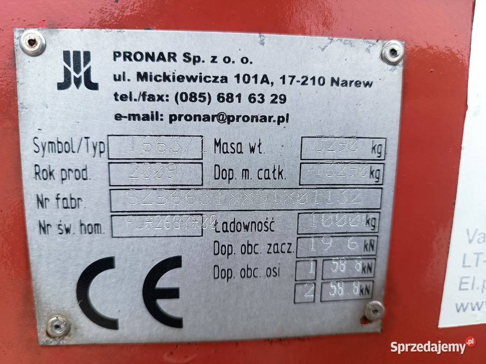 Przyczepa Pronar T6631 10ton NOWA