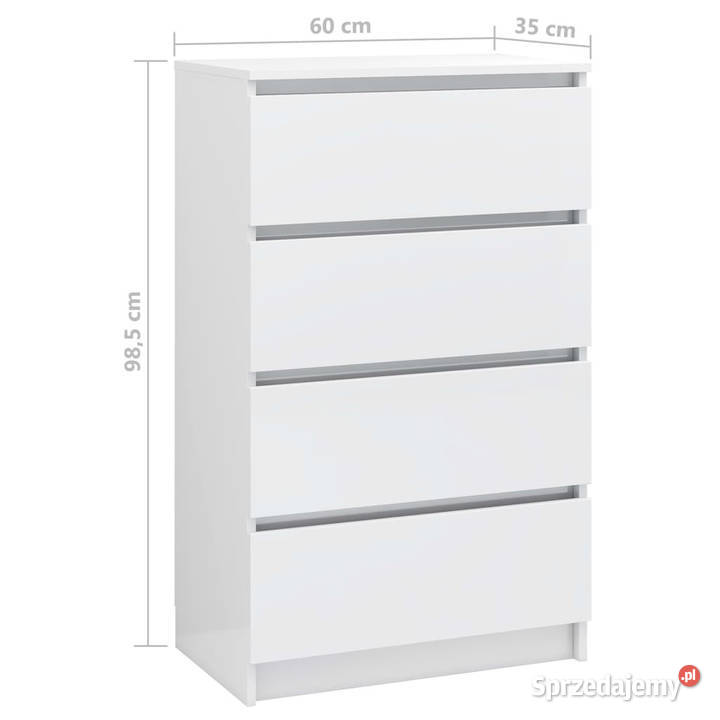 Komoda biała z połyskiem 60x35x985 materiał mazowieckie