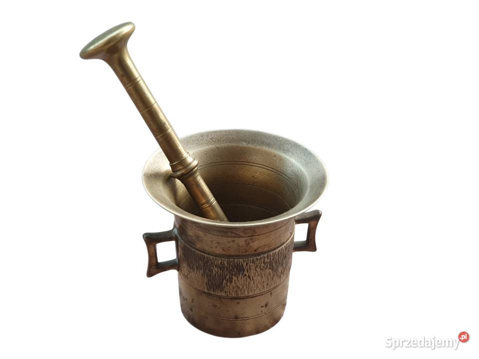 Stary mosiężny moździerz kuchenny sygnowany lata Cieszyn