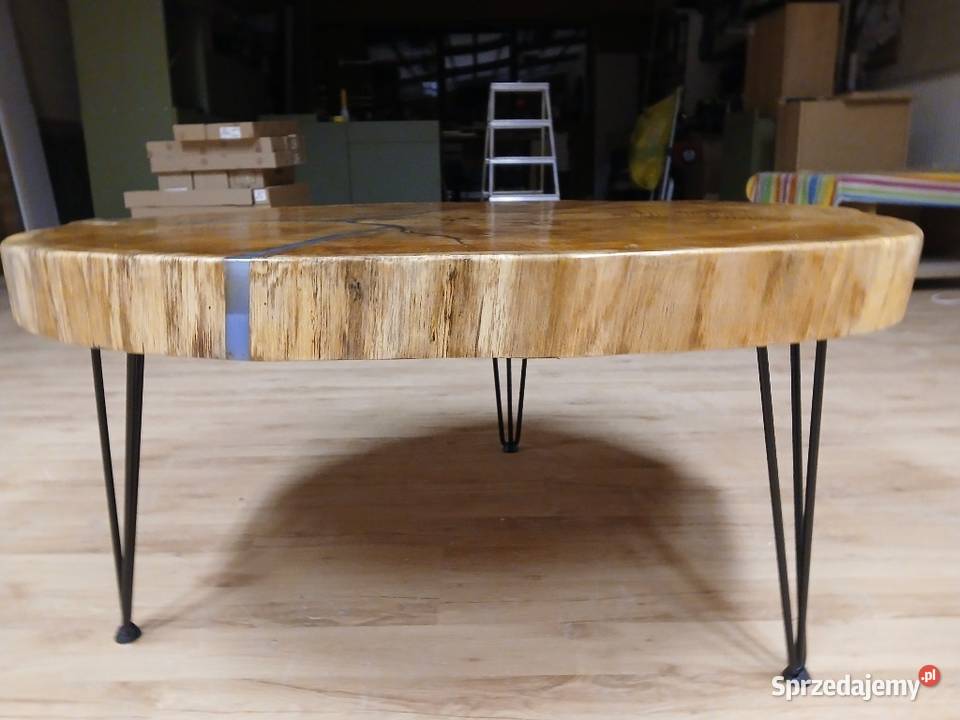 Stolik kawowy plaster dębowy 92 żywica wielkopolskie Pobiedziska