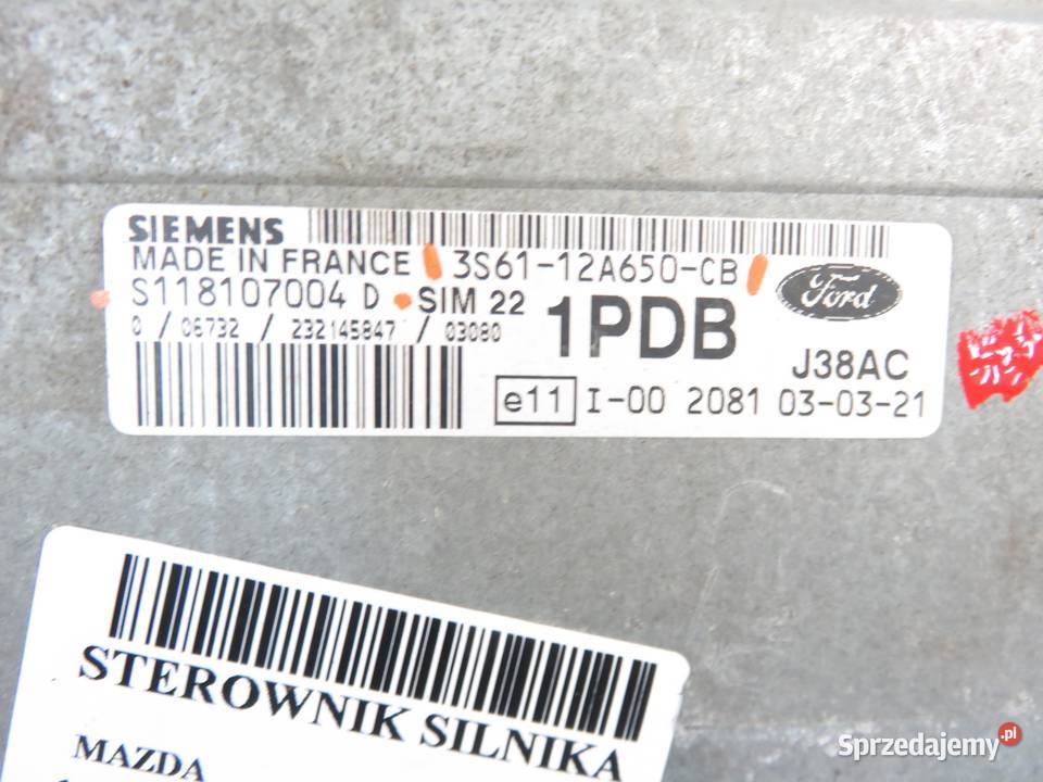 STEROWNIK MAZDA 2 I 125 3S6112A650CB S118107004D