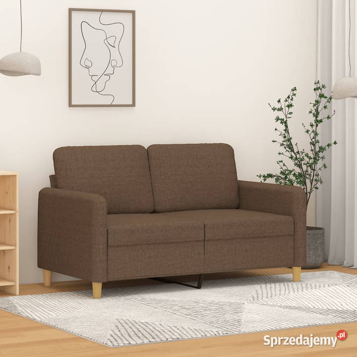 Sofa 2osobowa brązowa 120 tapicerowana tkaniną Warszawa