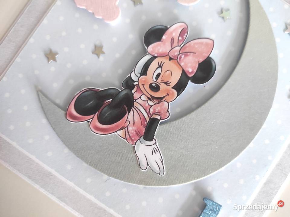Kartka ręcznie robiona na urodziny Myszka Minnie Rękodzieło Łódź