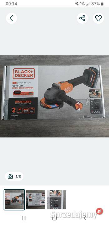 Szlifierka kątowa akumulatorowa BlackDecker Szlifierki kątowe dolnośląskie Oleśnica sprzedam
