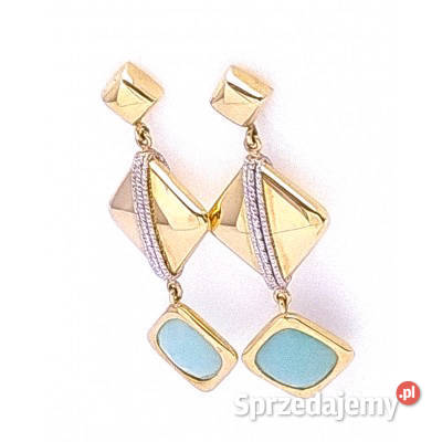 ZŁOTE kolczyki pr585 naturalny awenturyn NOWE Poznań