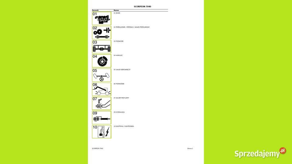 CLAAS SCORPION 7040 katalog części w języku pomorskie sprzedam