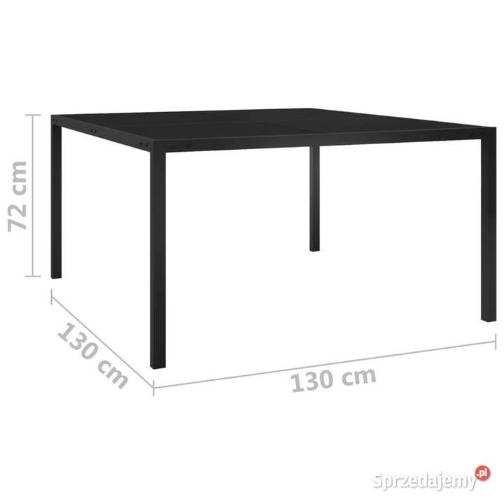 Stolik ogrodowy 130x130x72 czarny stal i szkło Warszawa