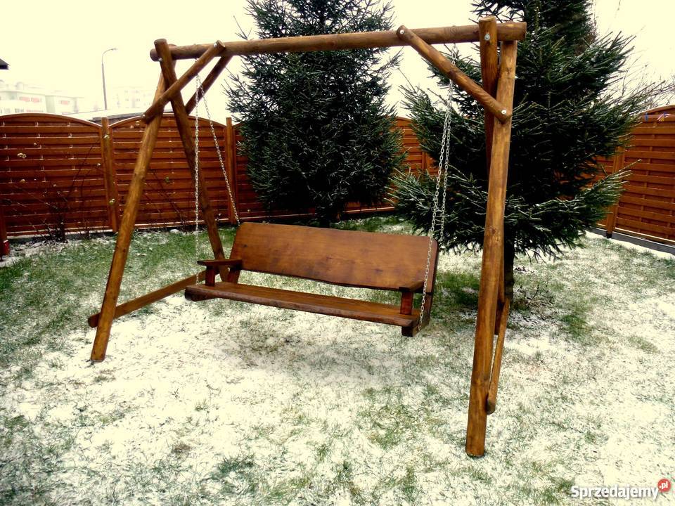 Meble ogrodowe barowe krzesła drewniane huśtawka pomorskie sprzedam