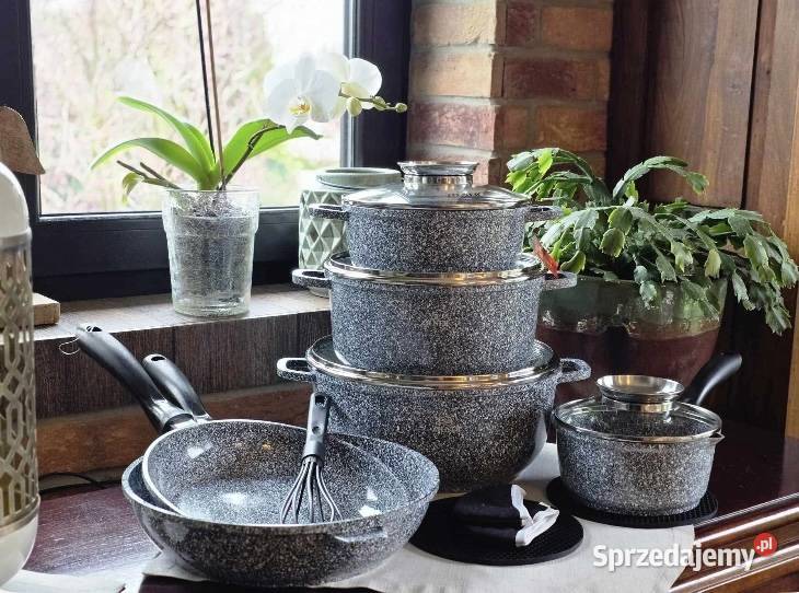 369 Zestaw garnków Zilner marmurkowe szare 15 Zabrze