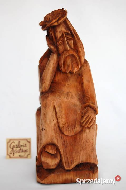 Jezus Chrystus frasobliwy rzeźba drewniana Lublin