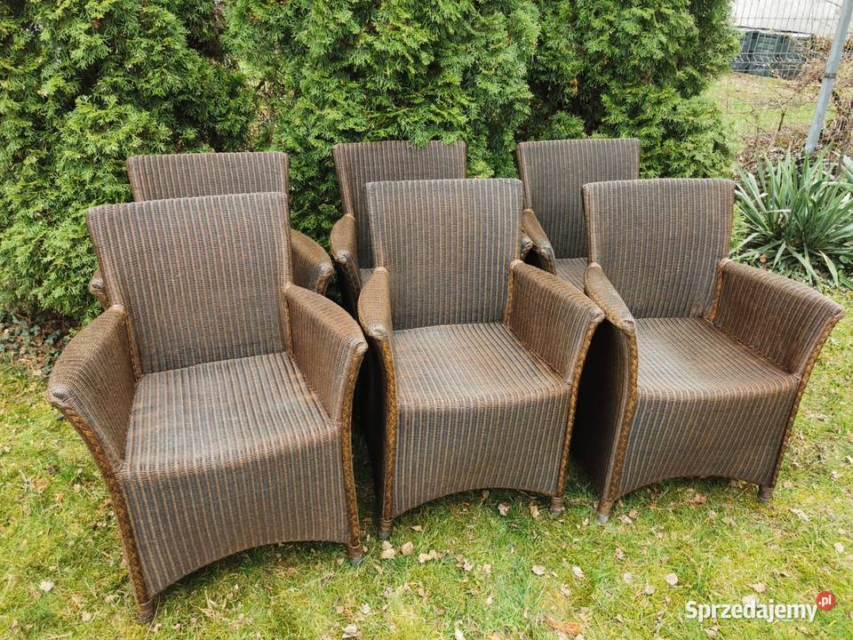 Krzesła do jadalni na taras Lloyd Loom Rattan 6 Łask