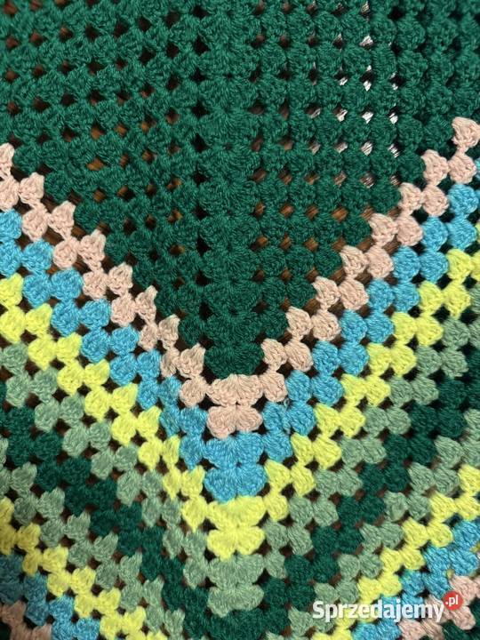 Chusta szydełkowa zielona vintage z czasów PRL sprzedam