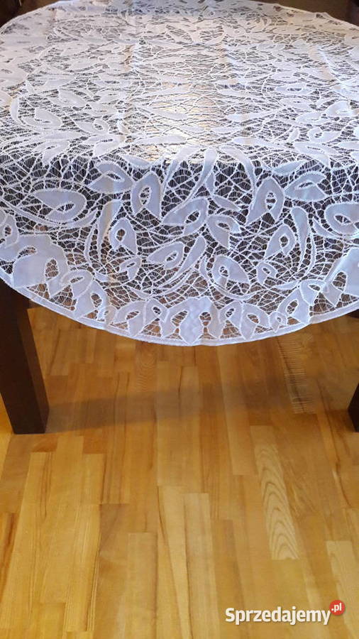 Obrus żakardowy owal biały ażur 100x150 serweta Radom