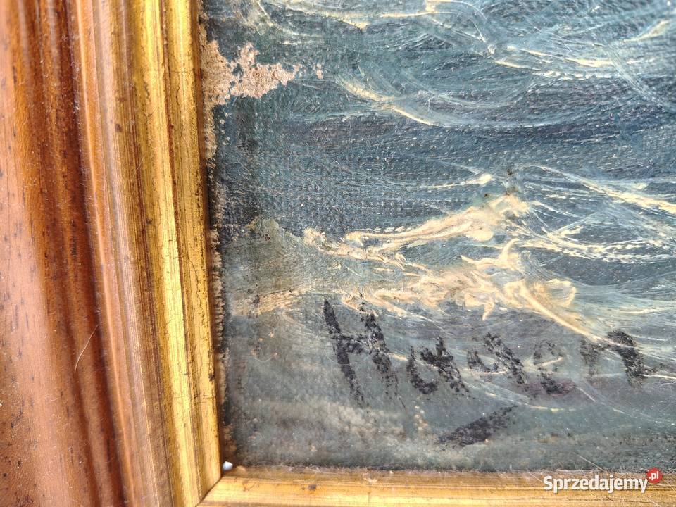 Stary obraz olejny Morze Bałtyckie Kartuzy sprzedam