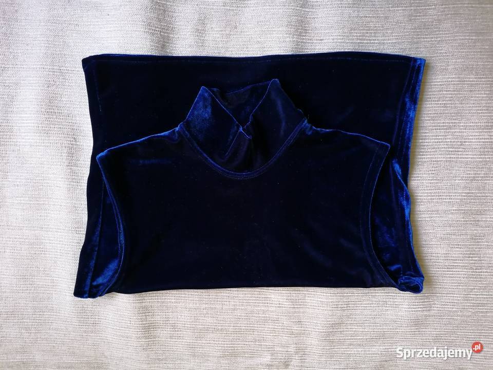 BLUZKA TOP ZE STÓJKĄ MEGA COBALT BLU VELVET R Moda i Styl łódzkie Łódź