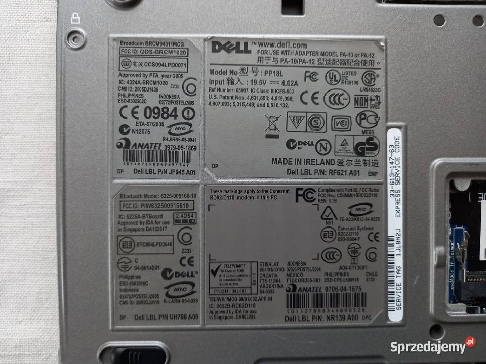Laptop na części Dell PP18L Dell Tomaszów Lubelski