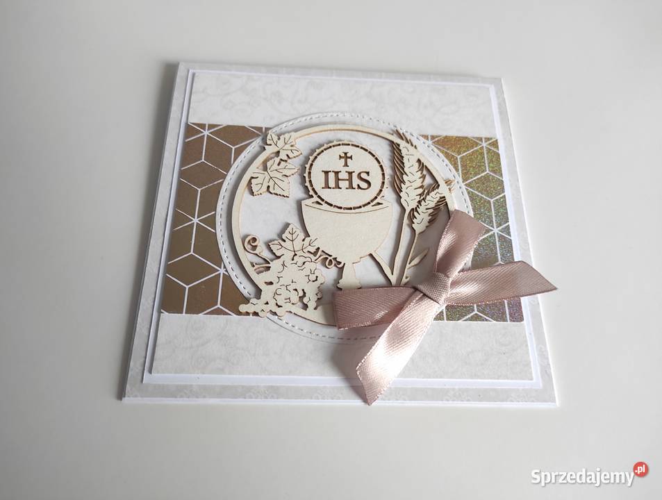 Kartka ręcznie robiona na Komunię świętą Antyki, Sztuka, Kolekcje Łódź