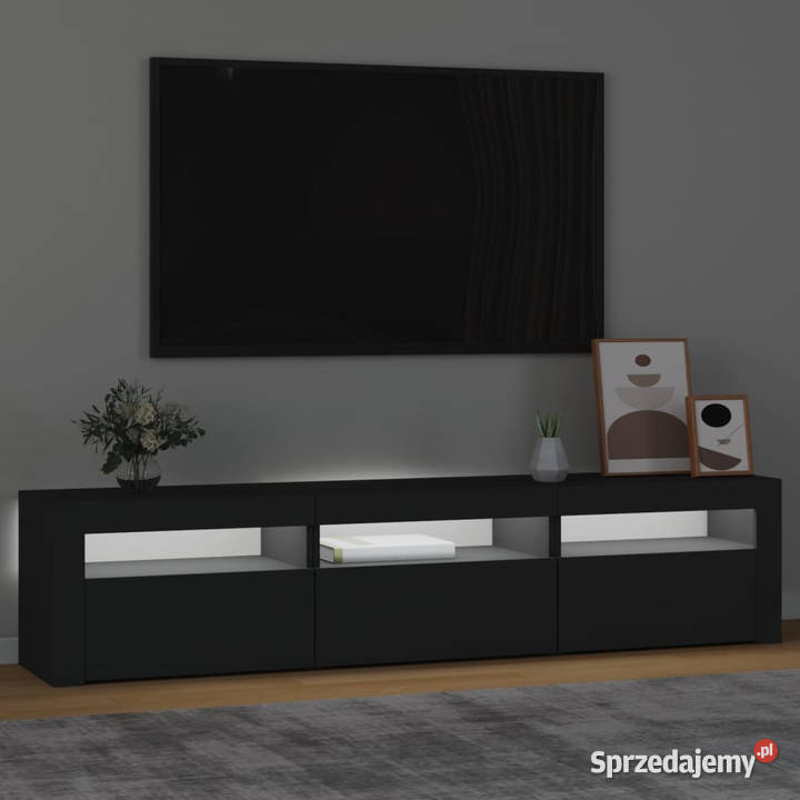 Szafka pod TV z oświetleniem LED czarna Warszawa