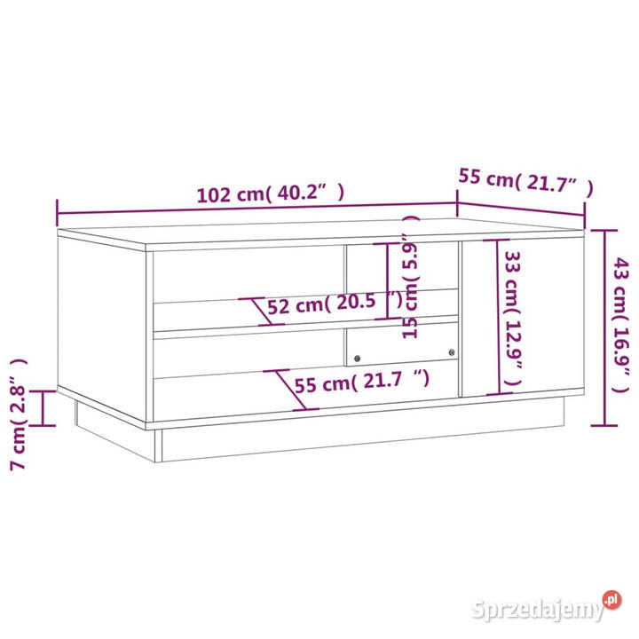 Stolik kawowy biały 102x55x43 materiał