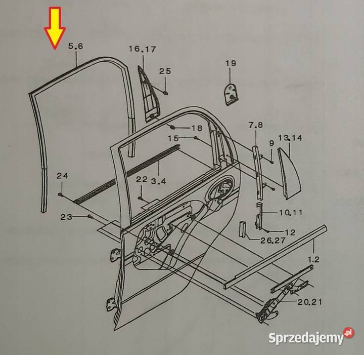 Uszczelka prowadnica szyby tylnych lewa drzwi osobowe Motoryzacja Szczecin sprzedam