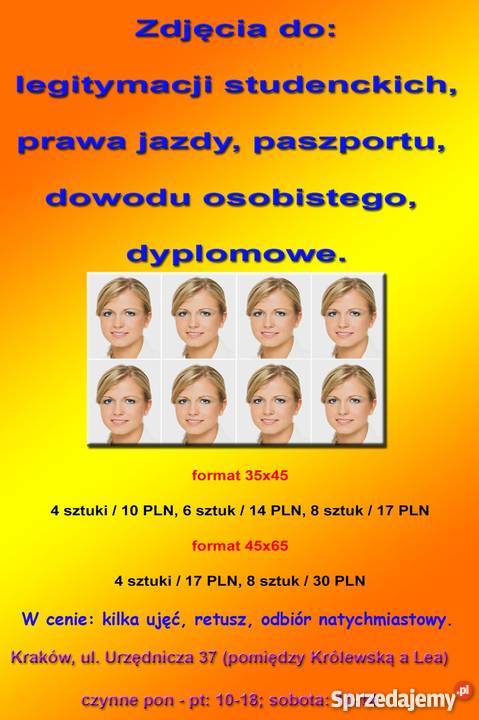 Zdjęcia do dokumentów małopolskie Kraków