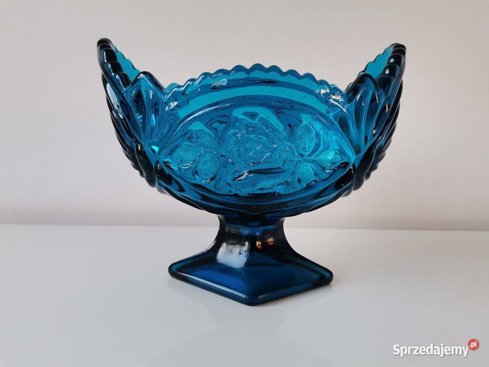 Stara niebieska żardiniera Róża huta Hortensja Porcelana i szkło Katowice
