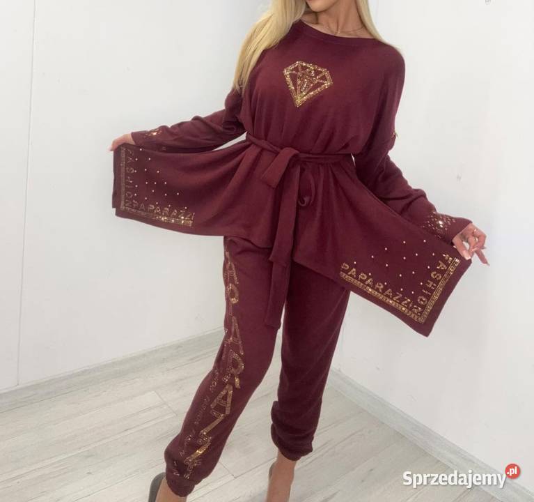 Paparazzi Fashion komplet damski bordo pasek śląskie Żory
