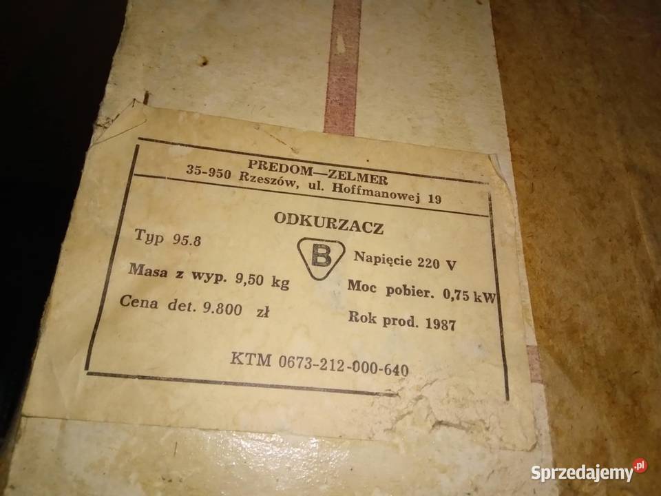 Odkurzacz Predom Zelmer typ 958 puste pudełko Łódź